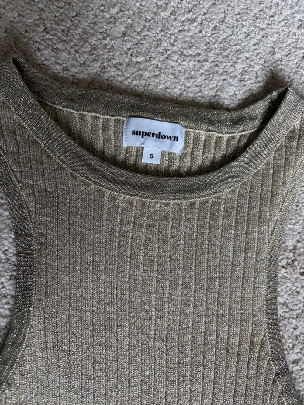Superdown Sonya Rib Knit Sweater Tank Small Gold - Picture 12 of 13